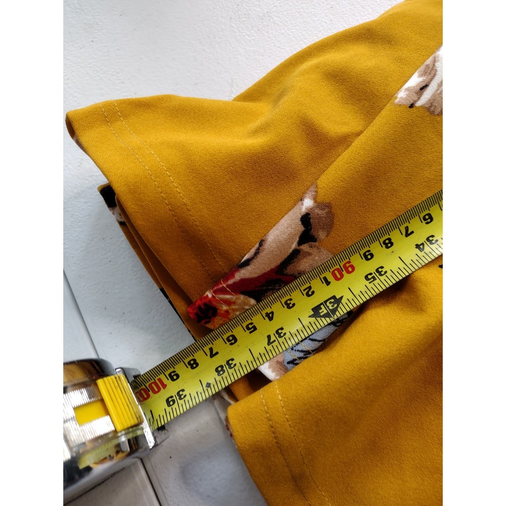 Grace Karin Mustard Yellow‎ Floral V-Neck Fit and Flare Dress Sleeveless Small - Picture 5 of 6